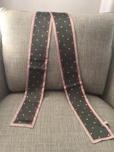 TALBOTS 100% SILK SCARF NEW WITH TAGS 66” X 5” DELIGHTFUL DOTS - Picture 1 of 4