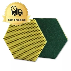 Scotch-Brite 96HEX 5" x 5.75" Dual Purpose Scour Pad - GRN/YEL (15/Carton) New - Picture 1 of 6