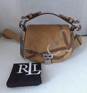 Bandolera/cuero de gamuza camel LAUREN RALPH LAUREN TANNER NUEVA CON ETIQUETAS auténtica - Imagen 1 de 16