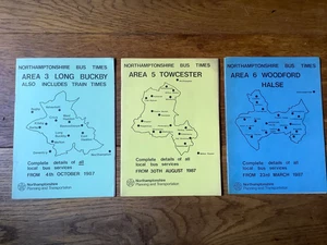 3 Northamptonshire Bus Timetables 1987 Areas 3,5,6 Long Buckby,Towester,W Halse - Foto 1 di 10