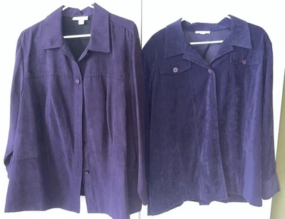 2 camisas de vestir de mujer de granero púrpura imitación gamuza talla 2X/22W manga larga Foto 1 de 4