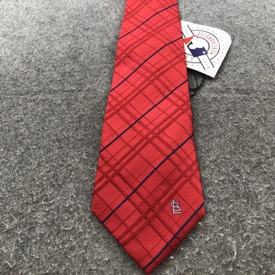 St Louis Cardinals Tie Mens Red MLB Baseball Plaid Dress Necktie One Size Gift - Image 1 of 4