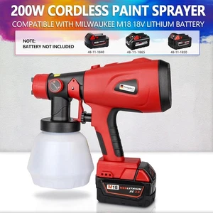 1000ML CORDLESS ELECTRIC SPRAY GUN PAINT SPRAYER FOR MILWAUKEE 18V BATTERY - Picture 1 of 20