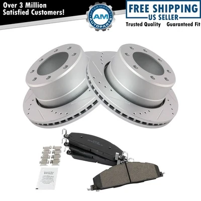 Kit de rotor de rendimiento de freno trasero y pastillas metálicas para Dodge Ram 2500 3500 Foto 1 de 4