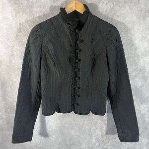 Elie Tahari Monaco Jacke Damen XS schwarz Seide Taschen bestickt Stehkragen - Bild 1 von 11