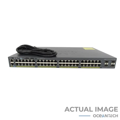 Cisco WS-C2960X-48TS-LL 48 Port GIGABIT Ethernet Switch Tested 2960X LAN  w/RMK - Image 1 of 4