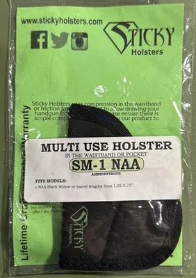 Липкая кобура для NAA Black Widow или 1,25–2,75 дюйма под правую/левую руку черная SM-1 NAA - Изображение 1 из 4