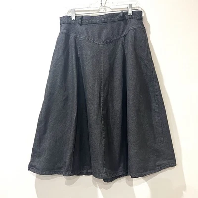 Falda midi de algodón Orvis de colección negra denim 12P vaquera Western Boho Cottagecore Foto 1 de 4