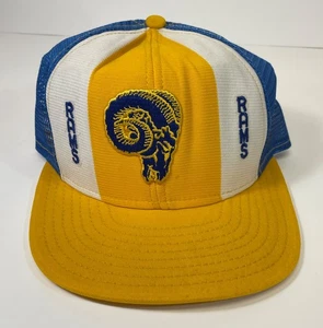 VINTAGE LOS ANGELES L.A. RAMS SNAPBACK TRUCKER CAP HAT LUCKY STRIPES - Picture 1 of 11