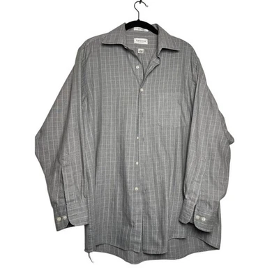 Men's Long Sleeve Dress Shirt Size 15 1/2 Gray Striped Button Up Shirt For Men - Image 1 of 4