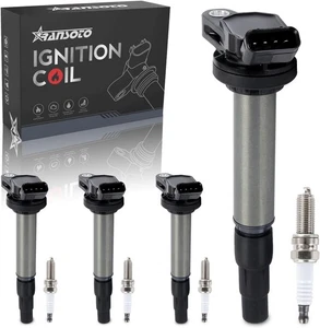 Ignition Coil Pack UF596 & Iridium Spark Plug Compatible with Toyota Corolla Pri - Picture 1 of 6