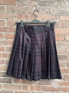 Burberry London Women’s Mini Skirt, Sz 6 UK 4 US, Purple Plaid Wool - Picture 1 of 9