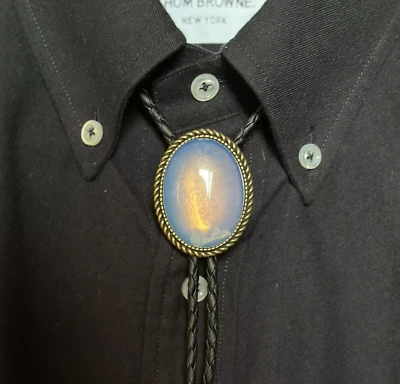 Nueva corbata bolo ópalo vintage de vaquero occidental collar de boda cordón de cuero Foto 1 de 4