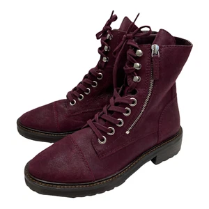 NWT PAIGE Women's Purple Suede Marline Lace-Up Combat Boots Size 7 A32 - Picture 1 of 6