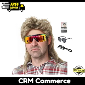 Vokuhila Perücken für Herren Joe Dirt Emo Perücke 80er 90er Kostüme ausgefallen Party Accessoire C... - Bild 1 von 8