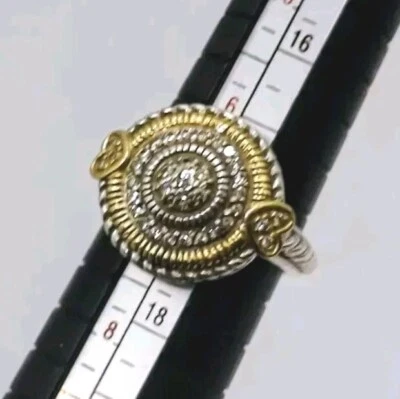 Judith Ripka Sterling 18k Pave Diamond Lenox Ring Size 7 JR TWO - Image 1 of 4