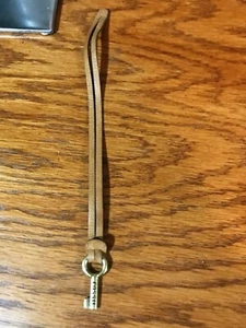 FOSSIL SMALL KEY 1.5 HANGTAG REPLACEMENT BLING CHARM BROWN LEATHER WRAP - Picture 1 of 3