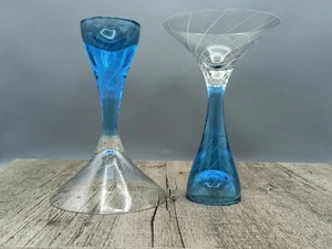 Bombay Sapphire Gin Martini Glasses (2) 7"_Bottom Serves As A Shot Glass Pair - Picture 1 of 9