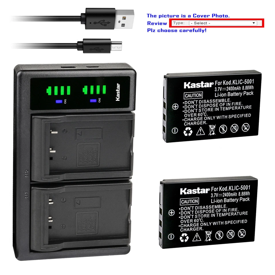 Cargador USB Kastar Battery LTD2 para cámara Sanyo DB-L50 y Sanyo Xacti DMX-HD2000 Foto 1 de 4