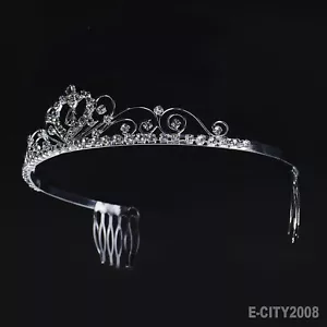 Crystal Wedding Crown Rhinestones Princess Prom Flowers Bridal Tiara Party Prom - Picture 1 of 8