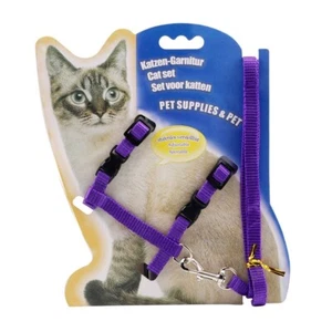 Pet Harness & Lead Adjustable Nylon Leash for Kitten Rabbits Puppy Pets - PURPLE - Picture 1 of 10