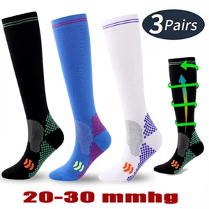 3 pares de calcetines de compresión soporte graduado rendimiento medias para correr S-XXL - Imagen 1 de 15