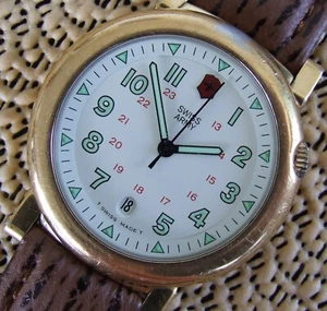 ULTRA Rare Mens SWISS ARMY GOLDEN DELTA 2 Watch~Cream Dial~NEW SharkCalf Leather - Picture 1 of 14
