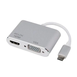 Type C to HDMI Port (4K HD TV) + VGA Hub Adaptor - Picture 1 of 7