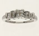 Unique Designer 0.55 Ct Princess Cut Moissanite Engagement 14K white gold Ring