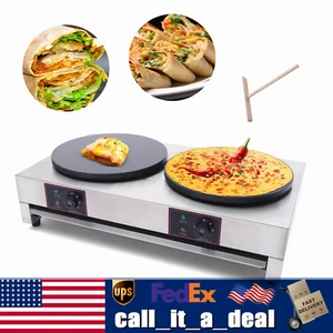 Commercial 2-Burner Crepe-Making Table Stove Non-Stick Pancake Machine - Picture 1 of 11