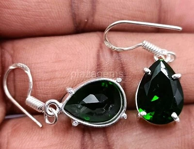 18.99  Ct  Moldavite Pear Cut Stud Earrings Sterling Silver Loose Gemstone  5JRV - Image 1 of 4