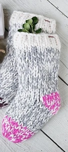 Free People Alpaca Cable Ombre Stocking Ivory Pink Gray brand new Christmas 473 - Picture 1 of 2