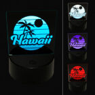 Hawaï coucher de soleil texte avec palmiers illusion 3D lampe de signalisation veilleuse DEL
