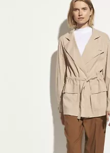W756 NUOVO CON ETICHETTE VINCE DRAPEY MISTO LINO DONNA TRENCH CAPPOTTO GIACCA TAGLIA XS, S, M $425 - Foto 1 di 4