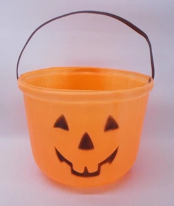 Vintage Blow Mold Plastic Jack-O-Lantern Pumpkin Halloween Candy Bucket No Brand - Picture 1 of 8