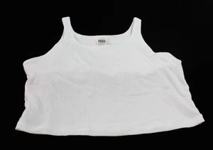 PINK Women's Sleeveless Fitted Rib Cropped Tank Top AP2 White Size: 2XL NWT - Picture 1 of 3