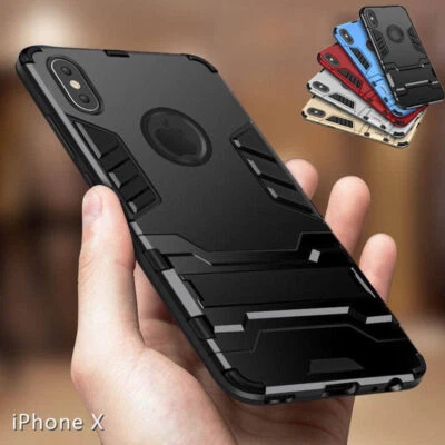 Funda rígida de goma híbrida a prueba de golpes con soporte para iPhone 13 Pro Max 12 11 Xs Max Foto 1 de 4