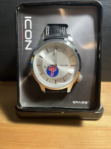 PHILADELPHIA PHILLIES MEN'S BLACK ICON WATCH LICENSED NIB Cover