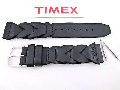 Genuine Timex Adventurer braided black water resistant leather watch band 20mm - Image 1 of 4