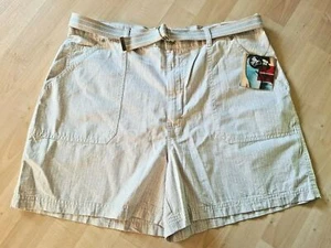 GLORIA VANDERBILT Womens Size 16 Cotton Belted Shorts Pumice (Beige Check) 36x5" - Picture 1 of 6