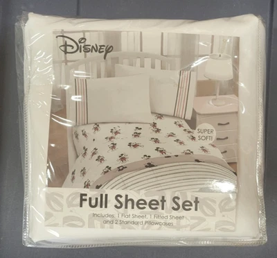 Disney Mickey Mouse 90th Stripe Full Sheet Set 4 pcs Super Soft 100% Microfiber - Image 1 of 3