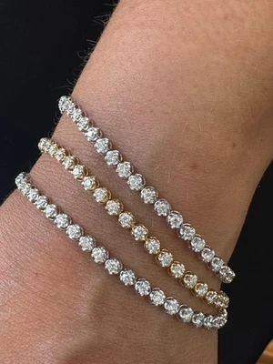 2.3 mm 3.4 Ct Lab Grown Diamond Tennis Bracelet 14k YELLOW Gold - Image 1 of 3