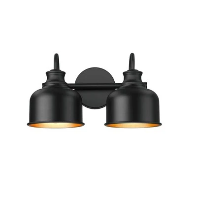 Bathroom 2-Light Vanity Fixture Farmhouse Wall Sconce with Matte Black Metal ... - Image 1 of 4