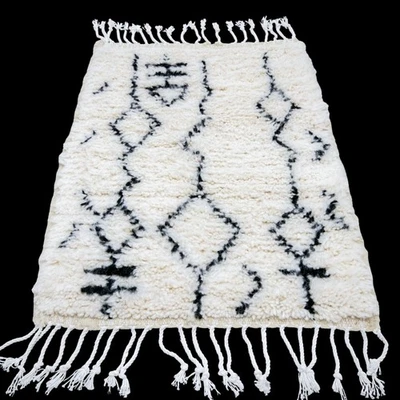 Moroccan Berber Rug 2x3 Beni Ourain Handmade Wool Tribal Neutral scandi Boho Rug - Image 1 of 4