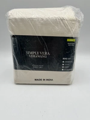 Juego de sábanas de algodón egipcio Simply Vera, Vera Wang 800 TC, King, Whisper White Foto 1 de 3