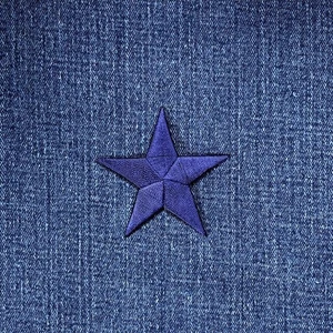 Navy Blue Star Applique Patch - Embroidered Iron On Badge 2.25" - Picture 1 of 2