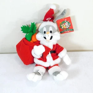 Vintage Warner Bros Bugs Bunny Santa With Carrots Bean Bag Plush 8 Inch NWT - Picture 1 of 4