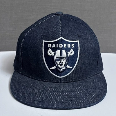 Винтажная бейсболка Oakland Raiders 7 5/8 на резинке синяя джинсовая ткань NFL Reebok 90-е y2k - Изображение 1 из 4