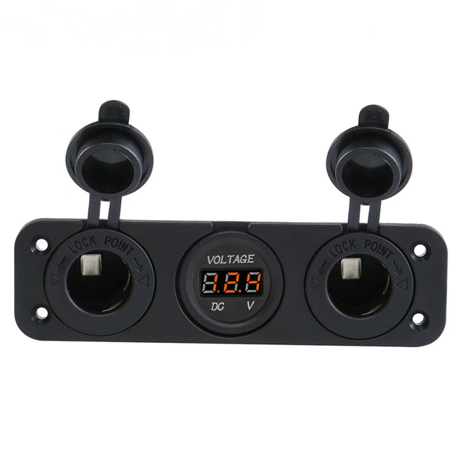 12-24V Doble Enchufe de Cigarrillo Coche Toma de corriente Voltímetro Pantalla Barco Marina RV Foto 1 de 4