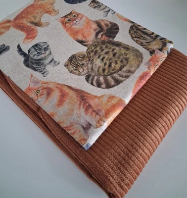 Oeko-Tex Stoffpaket 2 x 50 x 140/150 cm Canvas + Breitcord cognac - Bild 1 von 2